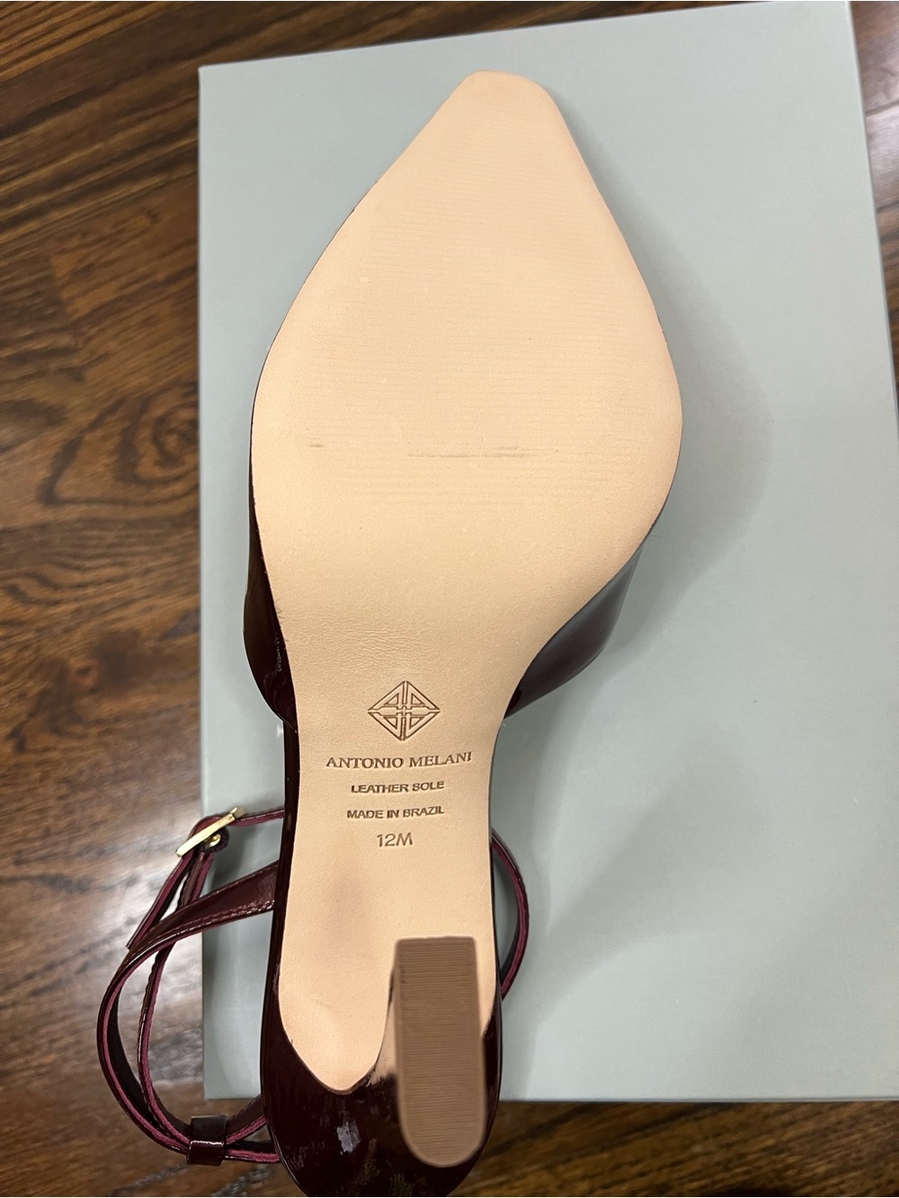 Antonio Melani Burgundy Patent Pointed-Toe Ankle-Strap Heels - Picture 8 of 8